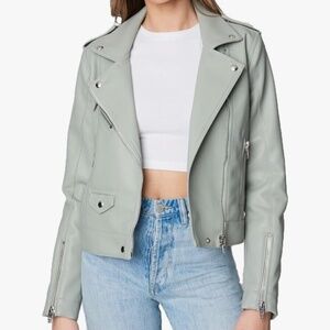 Mint Green Faux Leather Moto jacket - BLANKNYC